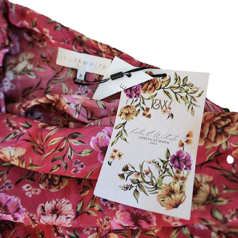 New Isla And White Silk Floral Linnea Designer Top With Tags Size Medium — image 8 of 8